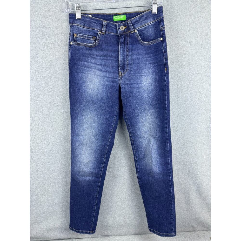 United Colors of Benetton Jeans Women's‎ 27 Blue Distressed High Rise Preppy